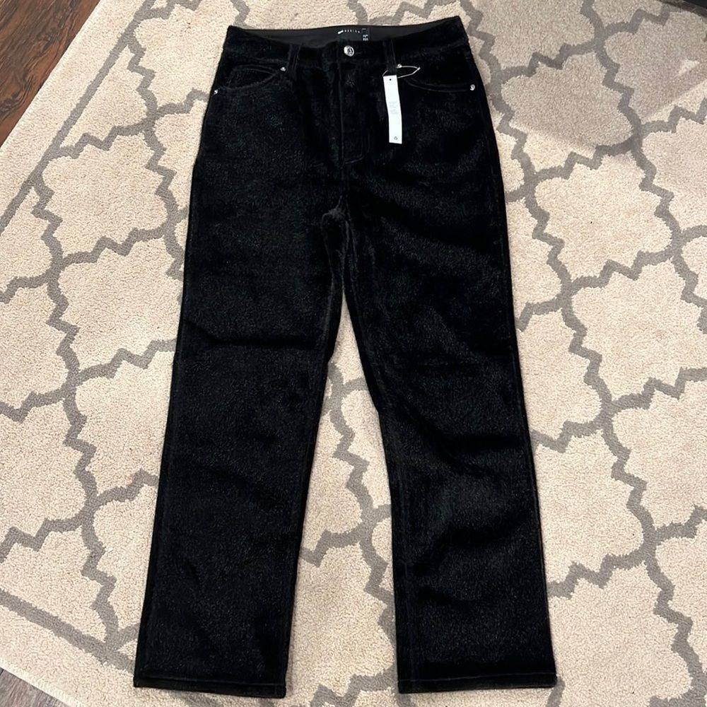 ASOS DESIGN high rise sassy cigarette pants in black faux pony‎ skin size 12 NWT